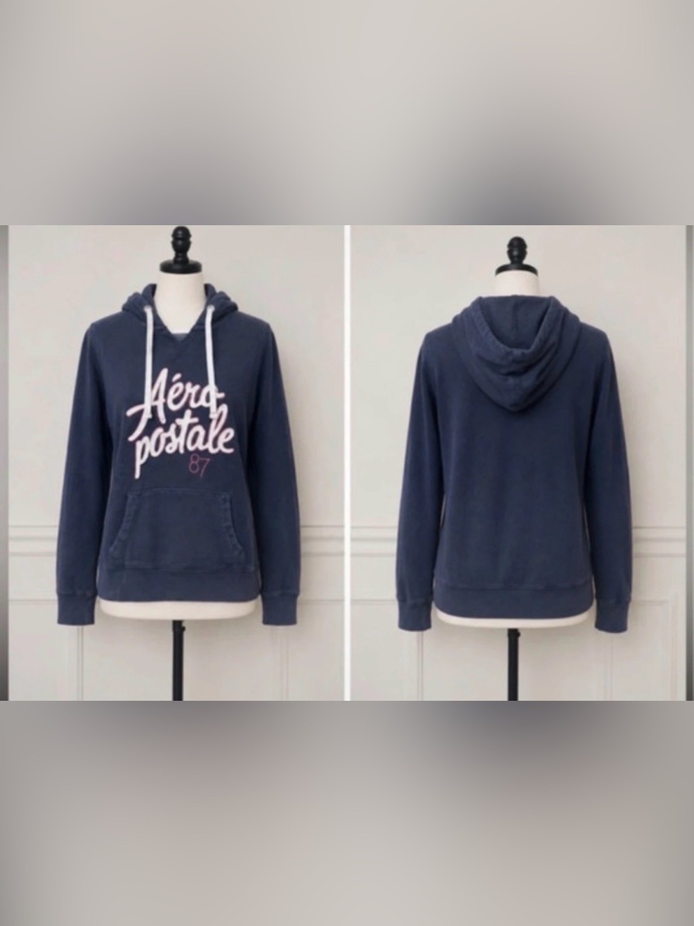 Y2K Aeropostale 87 Hoodie Navy Blue Size Large - Picture 3 of 5